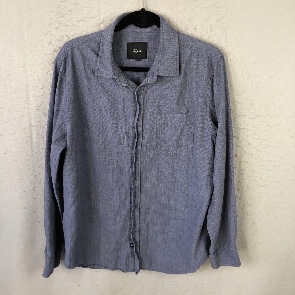 Rails Shirt Mens Large Blue Textured 100% Cotton Long Sleeve Button Front Casual